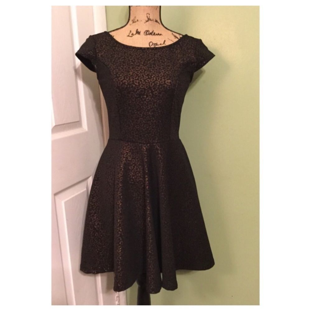 Snap Black & Gold Skater Dress